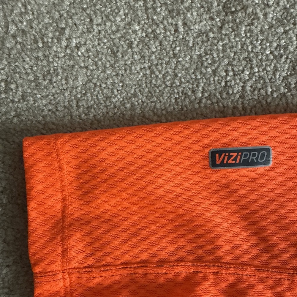 Saucony 1/4 Zip Running Jogging Pullover Mens Sz S Orange Mock Neck Vizipro - Picture 5 of 8